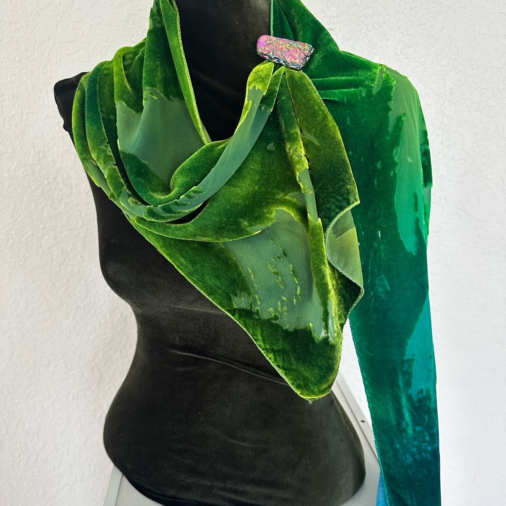 Velvet, Handmade silk/rayon Devore hand dyed by renowned silk artist.